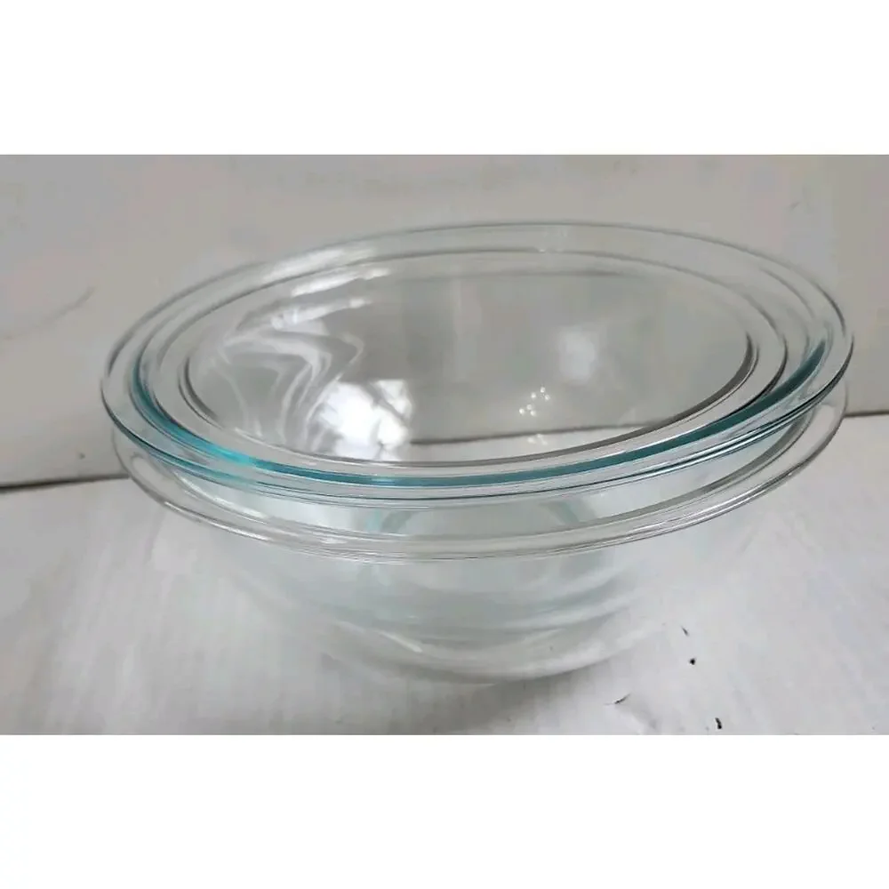 Pyrex Clear Glass Bowls Nesting Mixing Bowl Set of 3 Large 10
